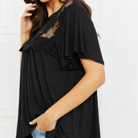 Culture Code Ready To Go Full Size Lace Embroidered Top in Black