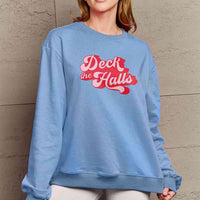 Simply Love Full Size DECK THE HALLS Graphic Sweatshirt