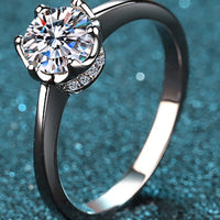 1 Carat Moissanite Rhodium-Plated Solitaire Ring