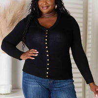 Zenana Full Size V-Neck Long Sleeve Cardigan