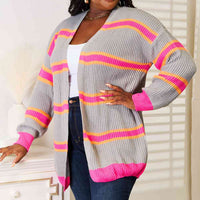 Woven Right Ribbed Long Sleeve Cardigan