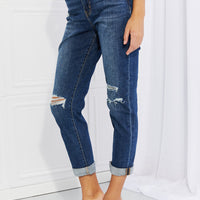 VERVET Full Size Distressed Cropped Jeans with Pockets