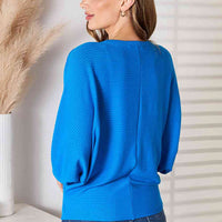 Zenana Full Size Round Neck Batwing Sleeve Blouse