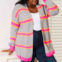 Woven Right Ribbed Long Sleeve Cardigan