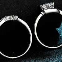 Moissanite Rhodium-Plated Two-Piece Ring Set