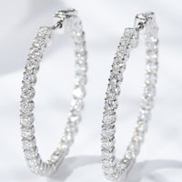 Inlaid Moissanite 925 Sterling Silver Hoop Earrings