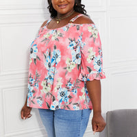 Sew In Love Full Size Fresh Take  Floral Cold-Shoulder Top