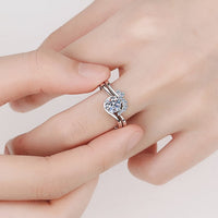 Moissanite Rhodium-Plated Two-Piece Ring Set