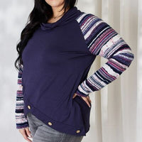 Celeste Full Size Buttoned Striped Long Sleeve Top