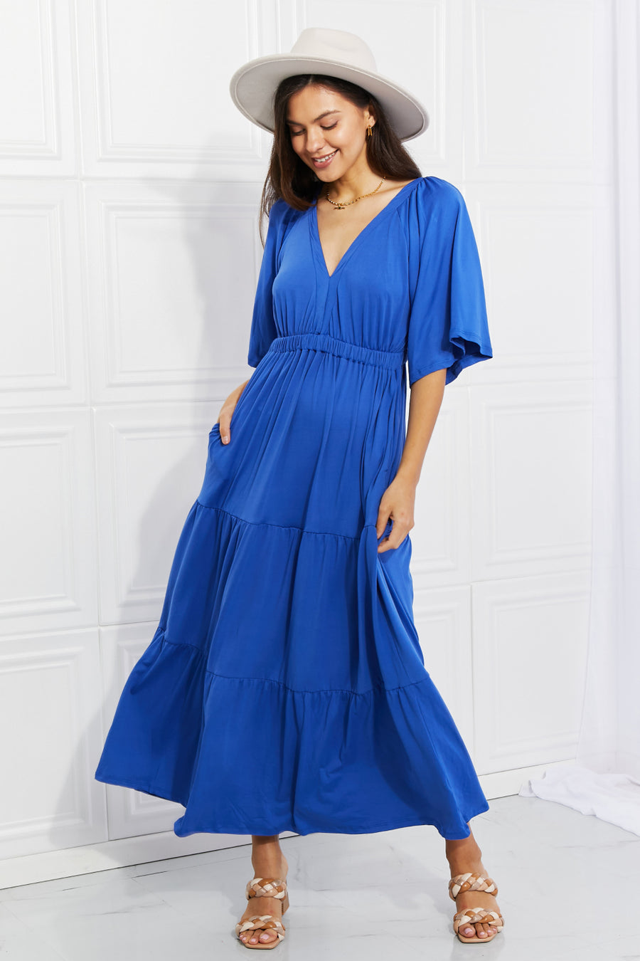 Culture Code Full Size My Muse Flare Sleeve Tiered Maxi Dress