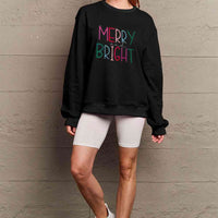 Simply Love Full Size MERRY AND BRIGHT Graphic Sweatshirt