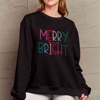 Simply Love Full Size MERRY AND BRIGHT Graphic Sweatshirt