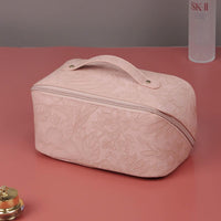 Floral embossed make-up bag