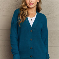 Zenana Kiss Me Tonight Full Size Button Down Cardigan in Teal