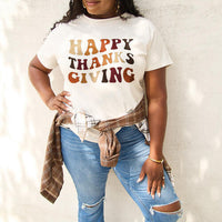 Simply Love Full Size HAPPY THANKS GIVING Short Sleeve T-Shirt