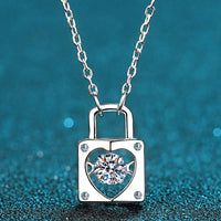 Moissanite Lock Pendant Necklace