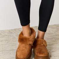 Legend Footwear Furry Chunky Platform Ankle Boots