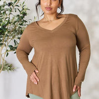 Zenana Full Size Long Sleeve V-Neck Top