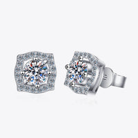 1 Carat Moissanite Geometric Stud Earrings