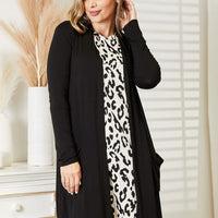 Celeste Full Size Open Front Longline Cardigan with Pockets