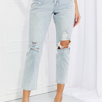 VERVET Stand Out Full Size Distressed Cropped Jeans