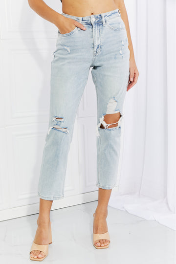 VERVET Stand Out Full Size Distressed Cropped Jeans