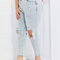 VERVET Stand Out Full Size Distressed Cropped Jeans