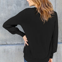 Basic Bae Full Size V-Neck Lantern Sleeve Blouse