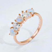 Moonstone and Zircon Heart Ring