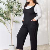 Celeste Full Size Ribbed Tie Shoulder Sleeveless Ankle Overalls