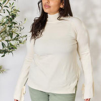 Heimish Full Size Ribbed Bow Detail Long Sleeve Turtleneck Knit Top