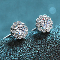 1 Carat Moissanite Floral-Shaped Stud Earrings