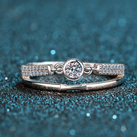 Moissanite Cutout Rhodium-Plated Ring