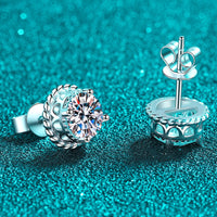 1 Carat Moissanite Rhodium-Plated Round Stud Earrings