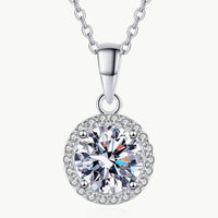 Chance to Charm 1 Carat Moissanite Round Pendant Chain Necklace