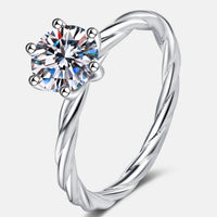 1 Carat Moissanite 6-Prong Twisted Ring