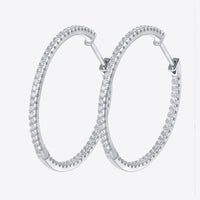 Inlaid Moissanite 925 Sterling Silver Hoop Earrings