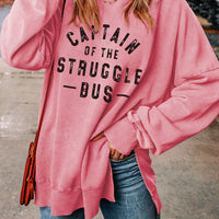 Slogan Graphic Dropped Shoulder Slit Sweatshirt