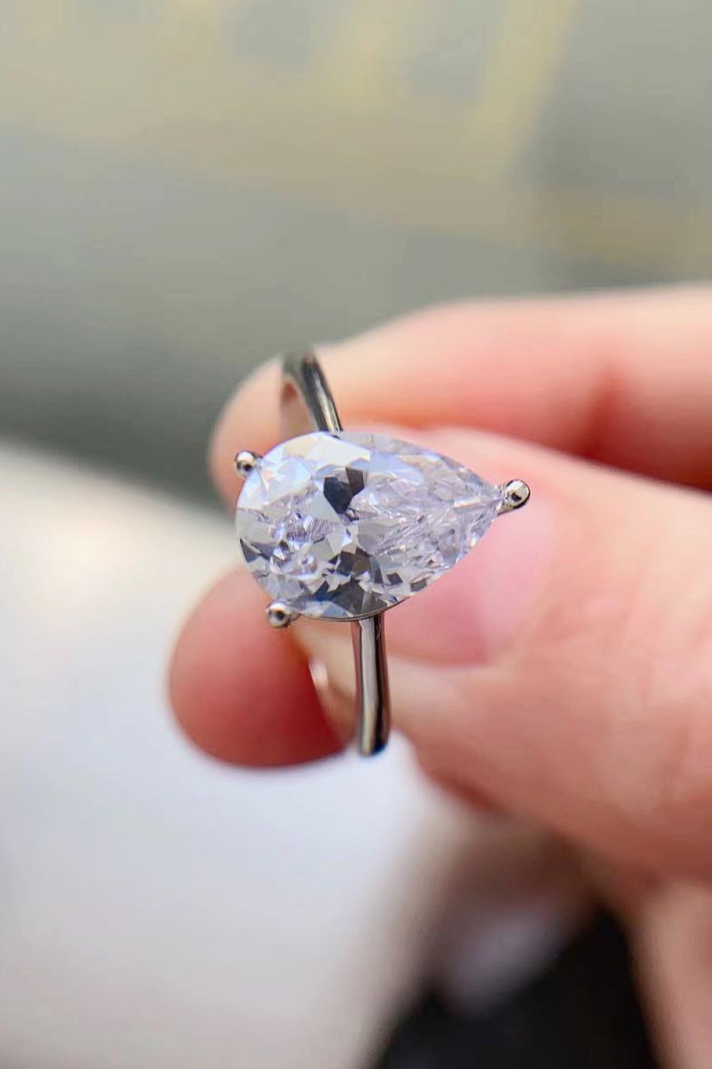 Classic Teardrop Moissanite Ring