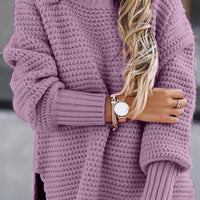 Round Neck Slit Sweater