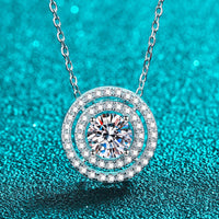 Moissanite Round Pendant Rhodium-Plated Necklace