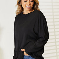 Double Take Seam Detail Round Neck Long Sleeve Top