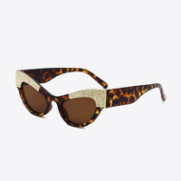 UV400 Rhinestone Trim Cat-Eye Sunglasses