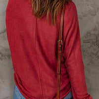 Seam Detail Round Neck Long Sleeve Top