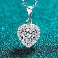 1 Carat Moissanite Heart Pendant Chain Necklace