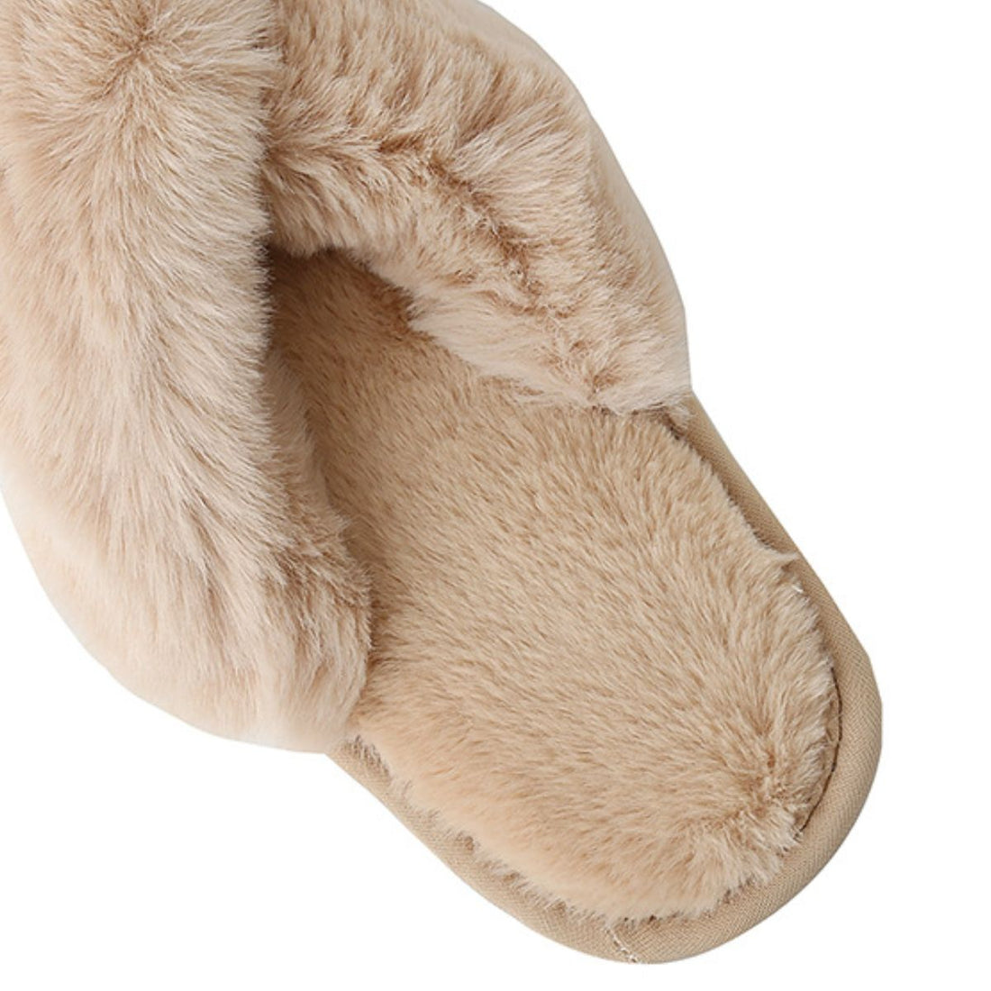 Faux Fur Crisscross Strap Slippers