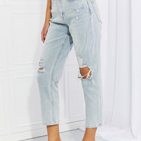 VERVET Stand Out Full Size Distressed Cropped Jeans