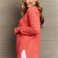 Zenana Bright & Cozy Full Size Waffle Knit Cardigan