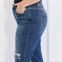 VERVET Full Size Distressed Cropped Jeans with Pockets