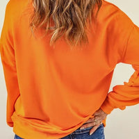 Round Neck Dropped Shoulder Pumpkin Graphic Sweatshirt